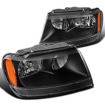 Spec-D Tuning 2LH-GKEE99JM-SY Jeep Grand Cherokee Black Headlights w/Amber Reflector Clear Signal Bar 